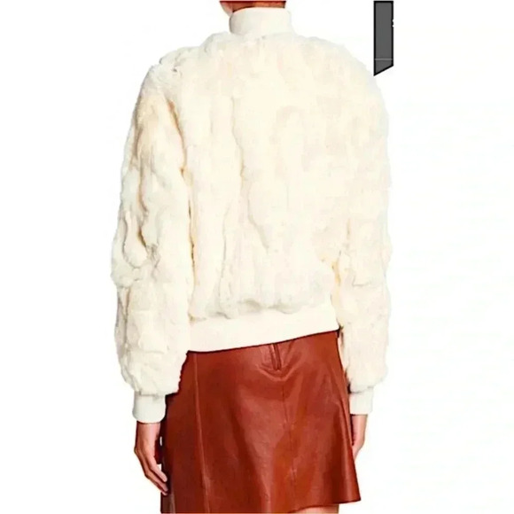 Bagatelle‎ Genuine Rabbit Fur Bomber Jacket Sz M Ivory - Picture 4 of 16